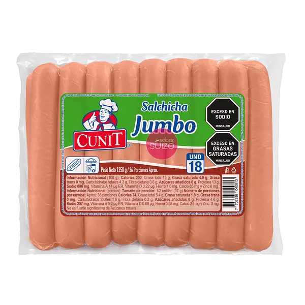 SALCHICHA PERRO JUMBO CUNIT*1250G