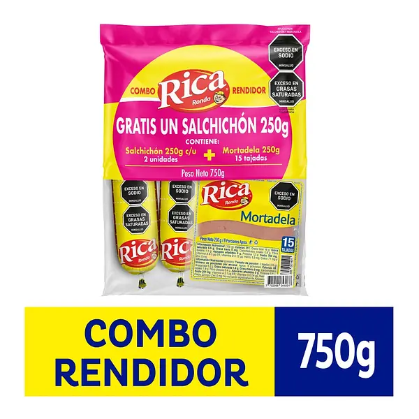 SALCHICHON 250G*2U+MORTAFELA 250G RICA