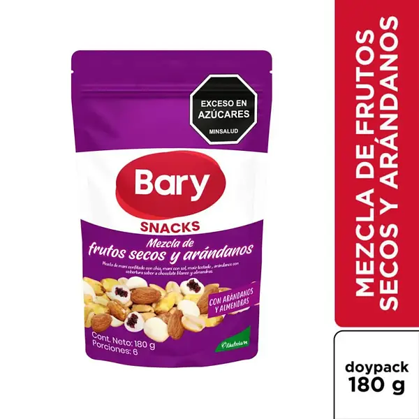 SNACK MANI ARANDANOS BARY*180G