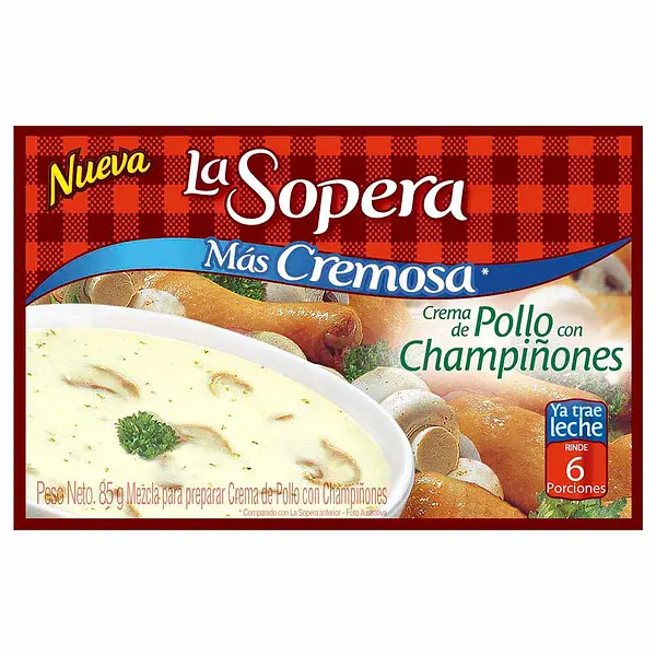 CREMA SOPA POLLO CHAMPIÑONES LA SOPERA*6POR