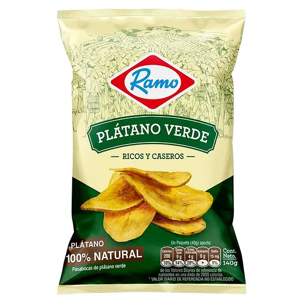 SNACK PLATANO VERDE RAMO*140GR