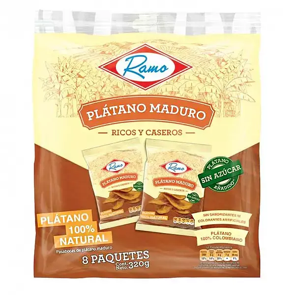 SNACK PLATANO MADURO RAMO*320GR*8U