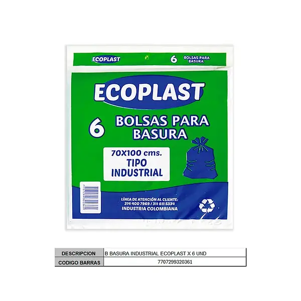 BOLSA BASURA INDUSTRIAL ECOPLAST*6U