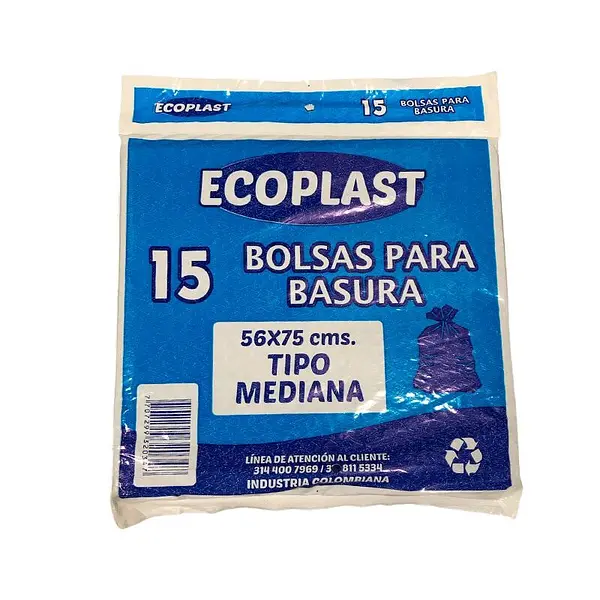 BOLSA BASURA MEDIANA ECOPLAST*15U