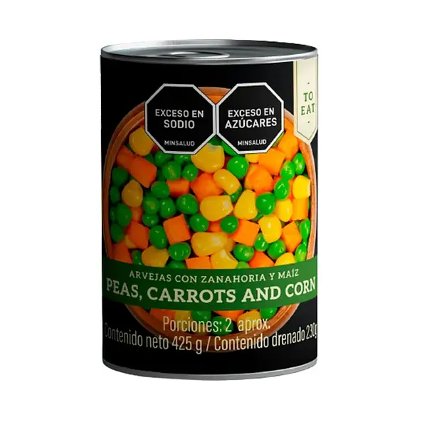 ARVEJA CON ZANAHORIA Y MAIZ TOEAT* 425G