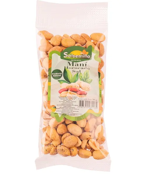 SNACK MANI SIN SAL SOLSEMILLA*90GR