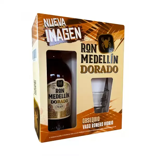 RON MEDELLIN DORADO *750ML+VASO