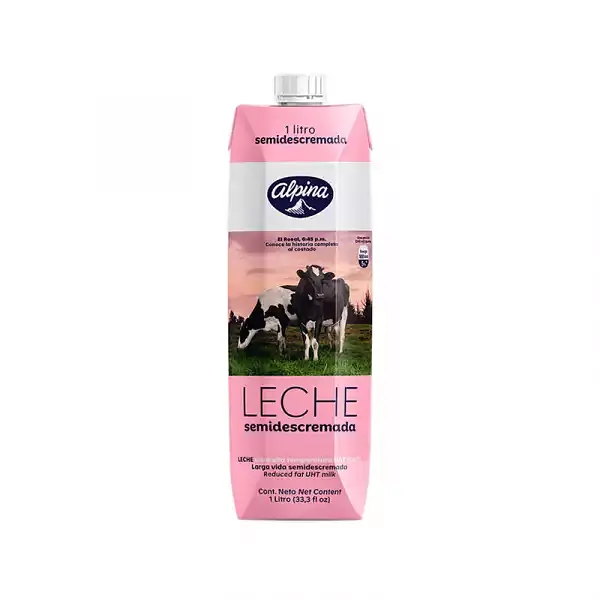 LECHE LIQUIDA SEMIDESCREMADA ALPINA*1LT