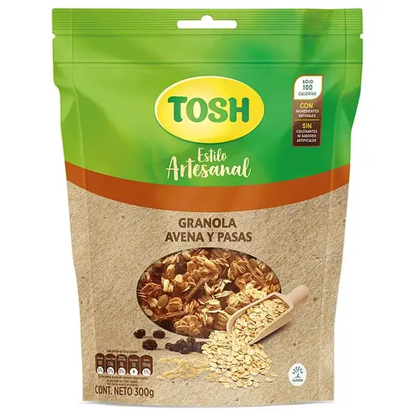GRANOLA AVENA&PASAS TOSH*300G