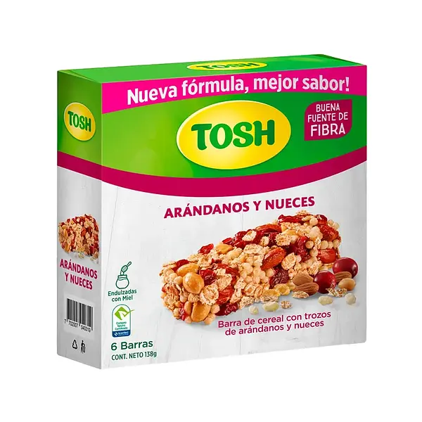 CEREAL BARRA ARANDANOS&NUEZ TOHS*138G