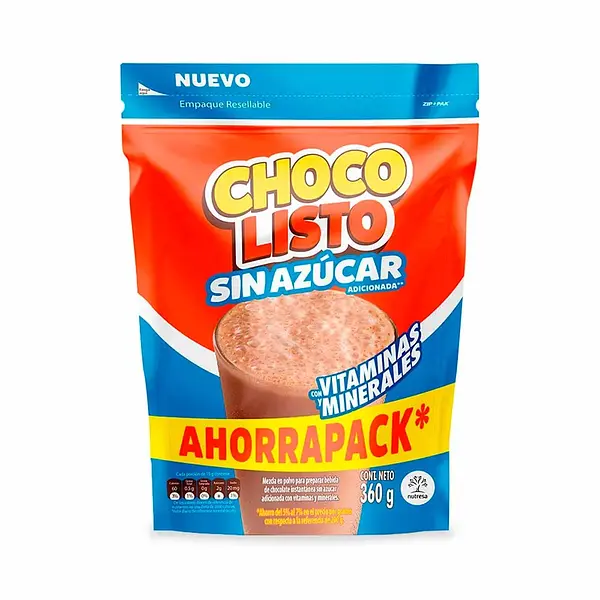 BEBIDA INSTANTANEA % 0 AZUCAR CHOCOLISTO*360G