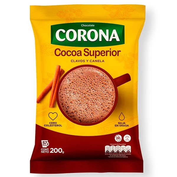 CHOCOLATE POLVO CLAVOS Y CANELA COCOA CORONA*200G