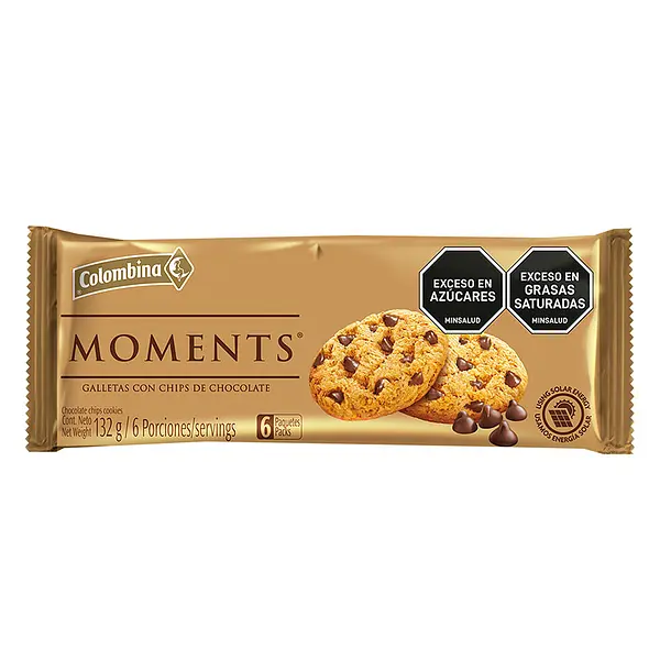 GALLETA MOMENTS CHIPS COLOMBINA * 132G