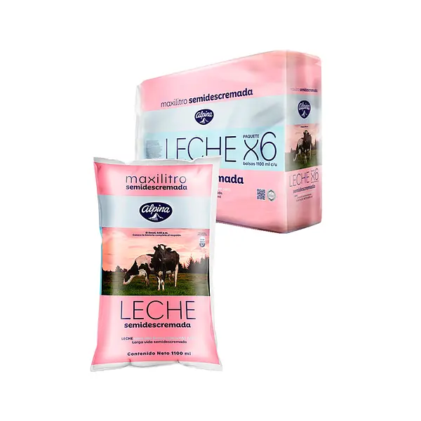 LECHE LIQUIDA SEMIDESCREMADA ALPINA1.1L*6U