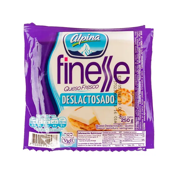 QUESO DESLACTOSADO FINESSE*250GR