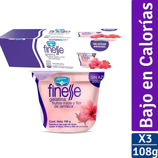GELATINA FRUTOS ROJOS FINESSE*108G*3U