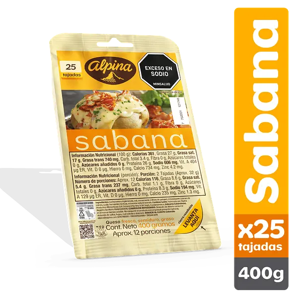 QUESO TAJADO SABANA ALPINA*25U*400G