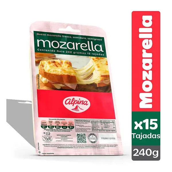 QUESO TAJADO MOZARELLA ALPINA *239G