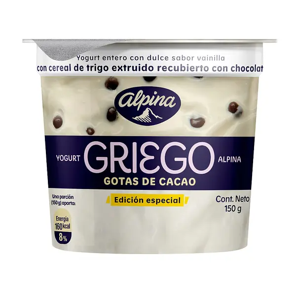YOGURT GRIEGO CON CACAO ALPINA *150GR
