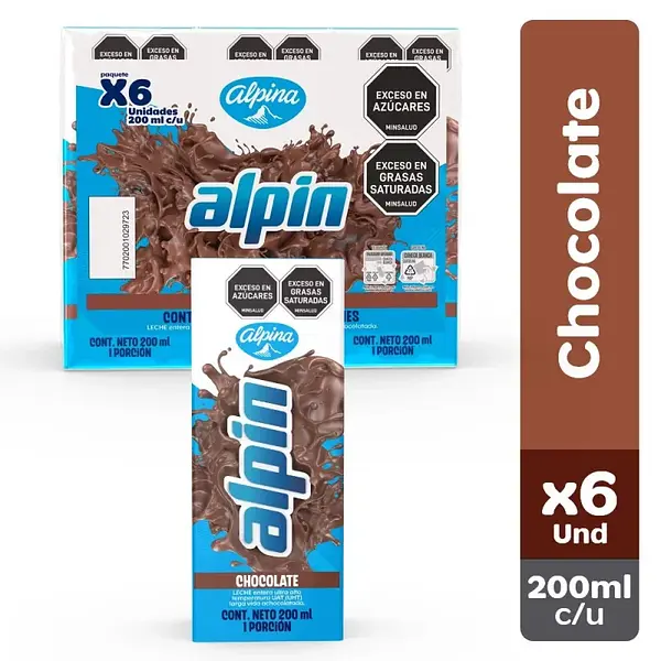 LECHE LIQUIDA CHOCOLATE ALPIN*6U*200ML