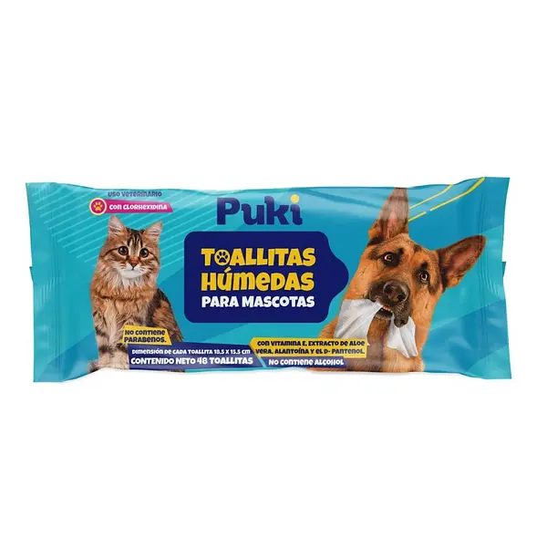 TOALLITAS HUMEDAS MASCOTAS PUKI*48UND