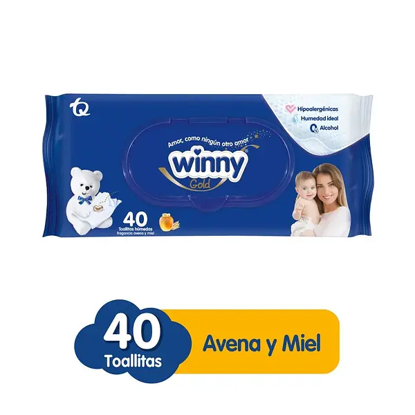 TOALLITAS HUMEDAS AVENA MIEL WINNY *40U