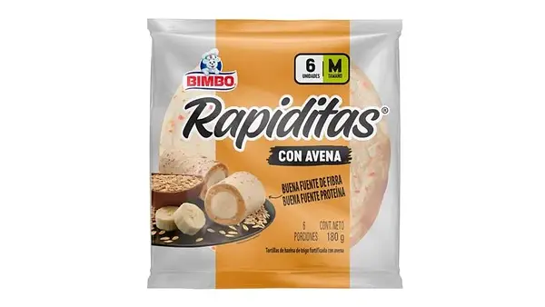 TORTILLA AVENA RAPIDITAS BIMBO*180 G
